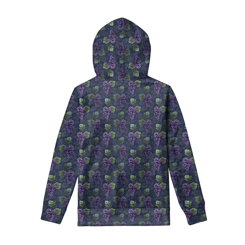 Watercolor Purple Grapes Pattern Print Pullover Hoodie