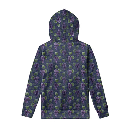 Watercolor Purple Grapes Pattern Print Pullover Hoodie