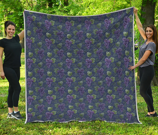 Watercolor Purple Grapes Pattern Print Quilt