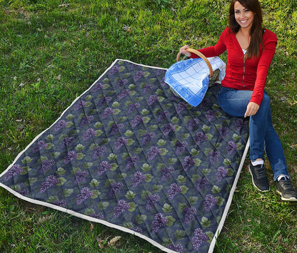 Watercolor Purple Grapes Pattern Print Quilt