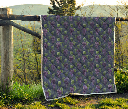 Watercolor Purple Grapes Pattern Print Quilt