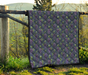 Watercolor Purple Grapes Pattern Print Quilt