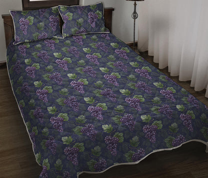 Watercolor Purple Grapes Pattern Print Quilt Bed Set