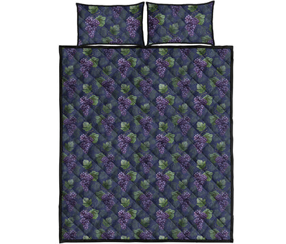 Watercolor Purple Grapes Pattern Print Quilt Bed Set