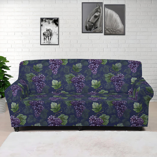 Watercolor Purple Grapes Pattern Print Sofa Cover