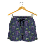 Watercolor Purple Grapes Pattern Print Women's Shorts