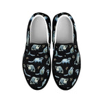 Watercolor Raccoon Pattern Print Black Slip On Shoes
