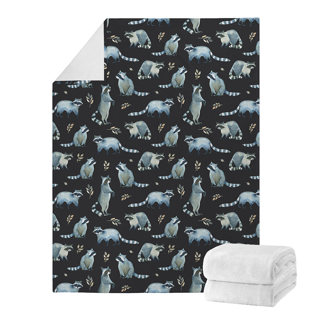 Watercolor Raccoon Pattern Print Blanket