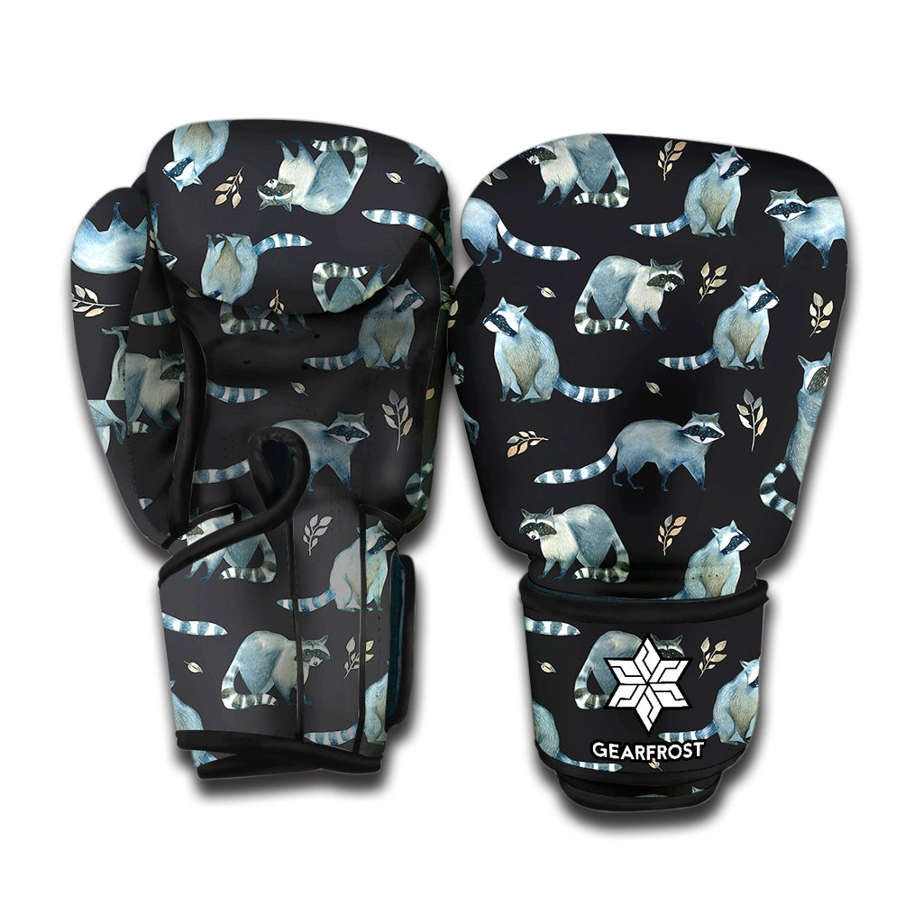 Watercolor Raccoon Pattern Print Boxing Gloves