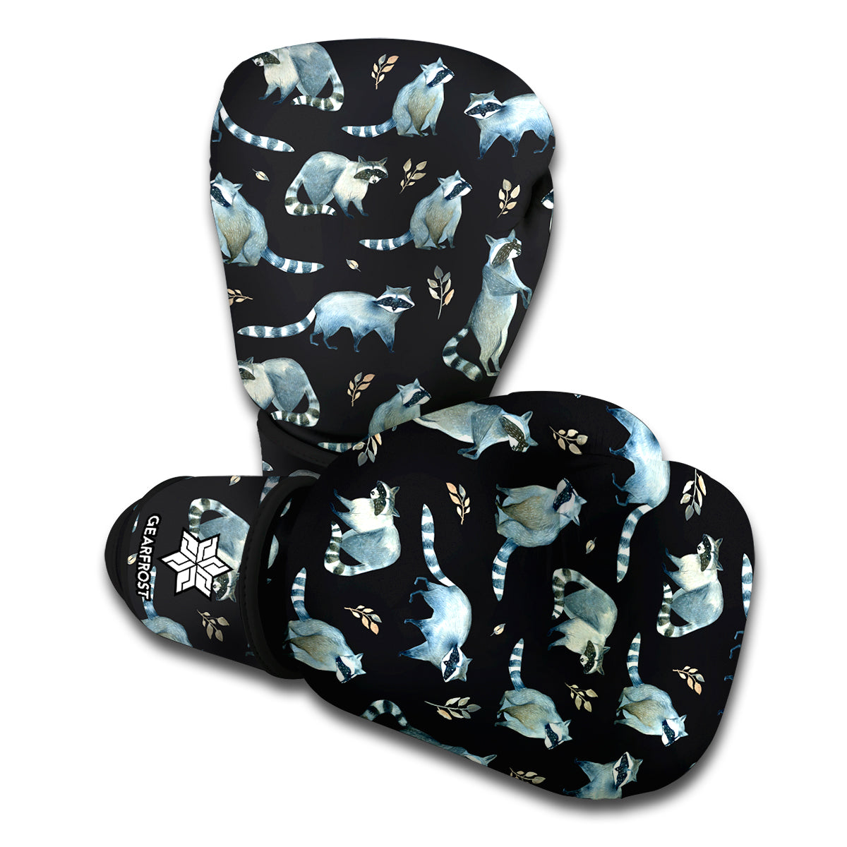 Watercolor Raccoon Pattern Print Boxing Gloves