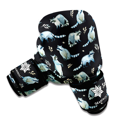 Watercolor Raccoon Pattern Print Boxing Gloves