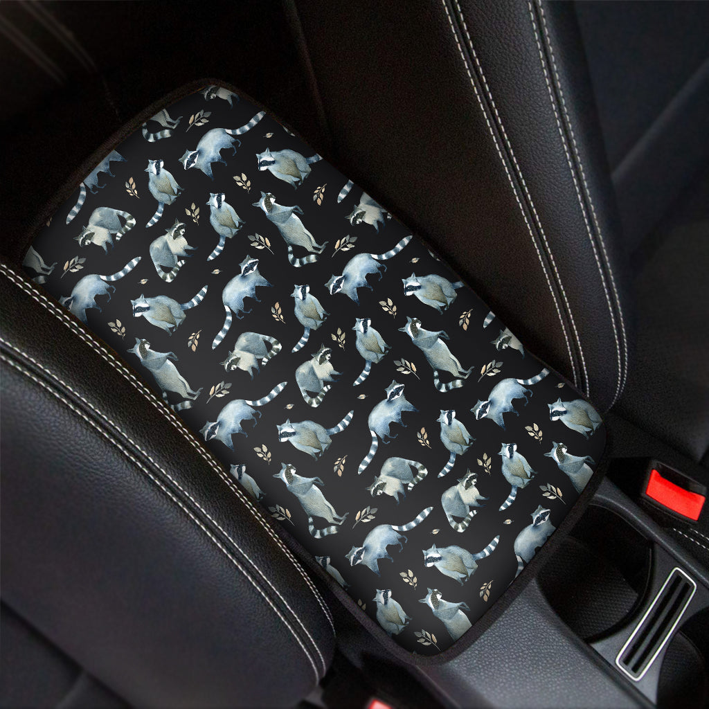 Watercolor Raccoon Pattern Print Car Center Console Cover