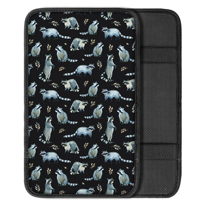Watercolor Raccoon Pattern Print Car Center Console Cover