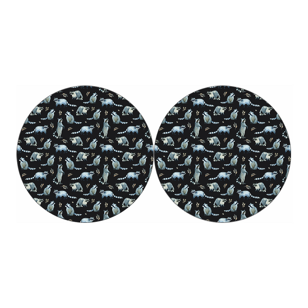 Watercolor Raccoon Pattern Print Car Coasters