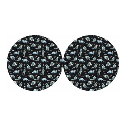 Watercolor Raccoon Pattern Print Car Coasters