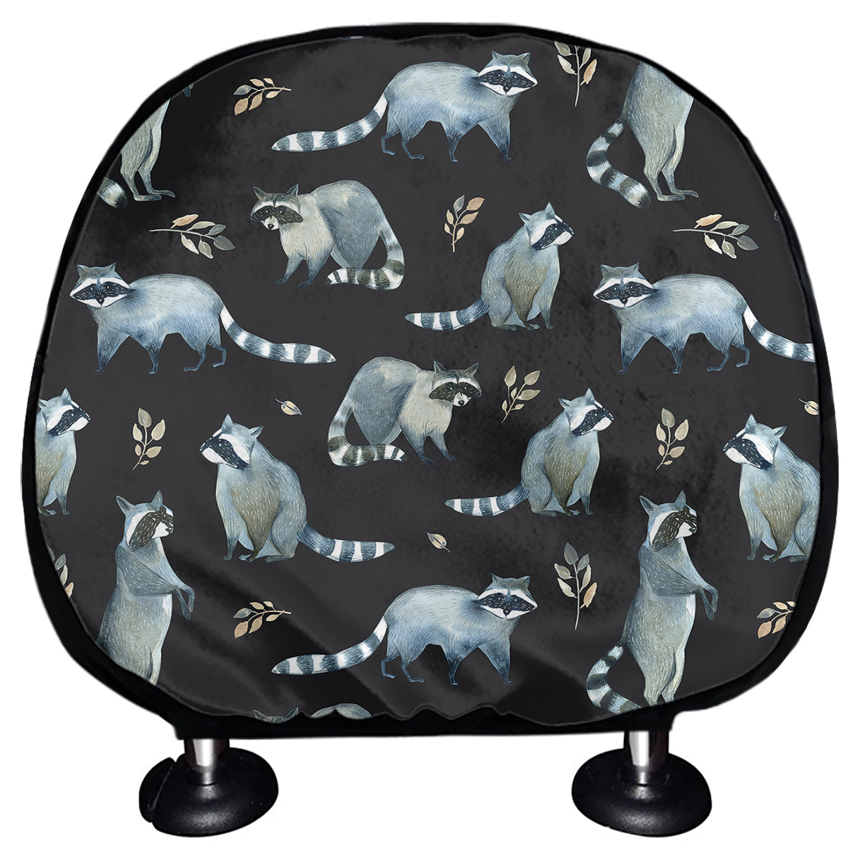 Watercolor Raccoon Pattern Print Car Headrest Covers