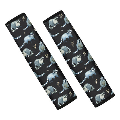 Watercolor Raccoon Pattern Print Car Seat Belt Covers