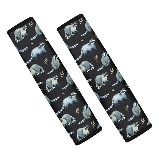 Watercolor Raccoon Pattern Print Car Seat Belt Covers