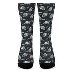 Watercolor Raccoon Pattern Print Crew Socks