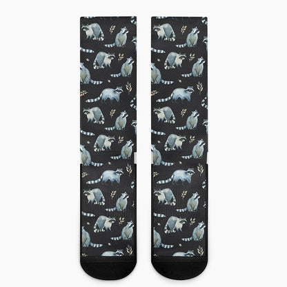 Watercolor Raccoon Pattern Print Crew Socks