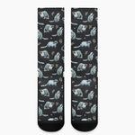 Watercolor Raccoon Pattern Print Crew Socks