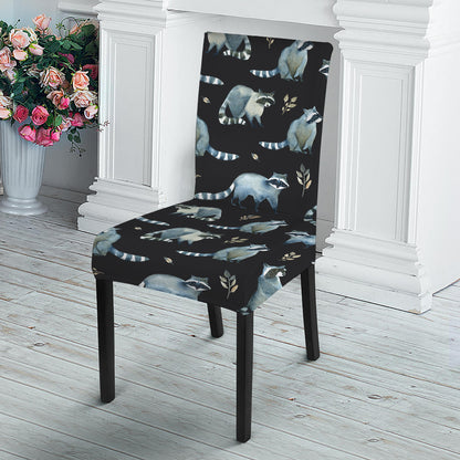 Watercolor Raccoon Pattern Print Dining Chair Slipcover
