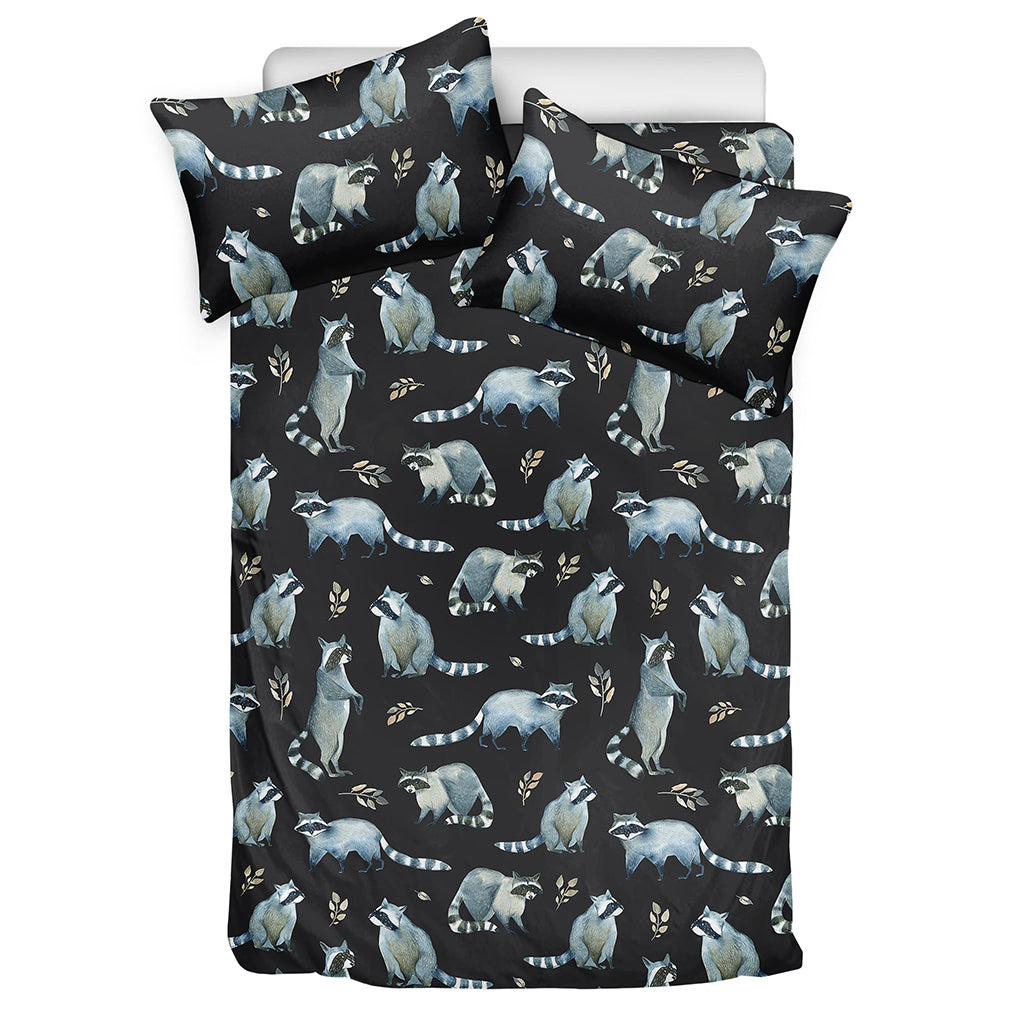 Watercolor Raccoon Pattern Print Duvet Cover Bedding Set