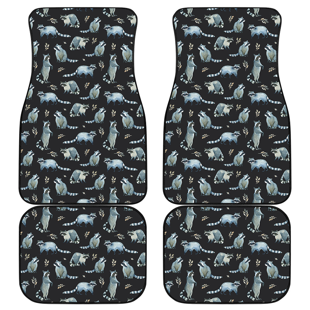 Watercolor Raccoon Pattern Print Front and Back Car Floor Mats