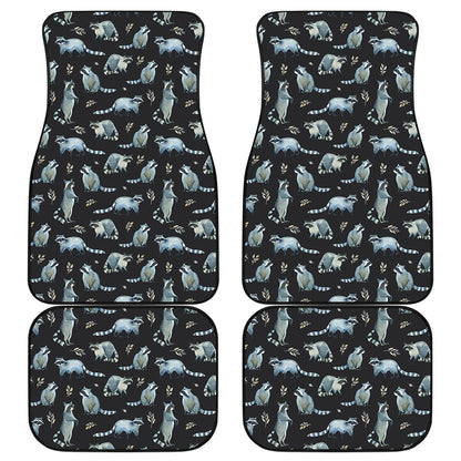 Watercolor Raccoon Pattern Print Front and Back Car Floor Mats