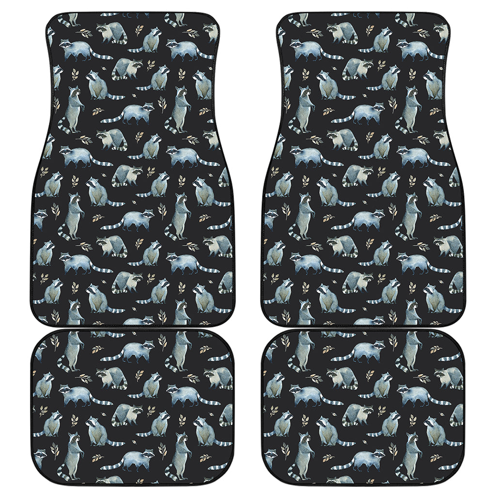 Watercolor Raccoon Pattern Print Front and Back Car Floor Mats