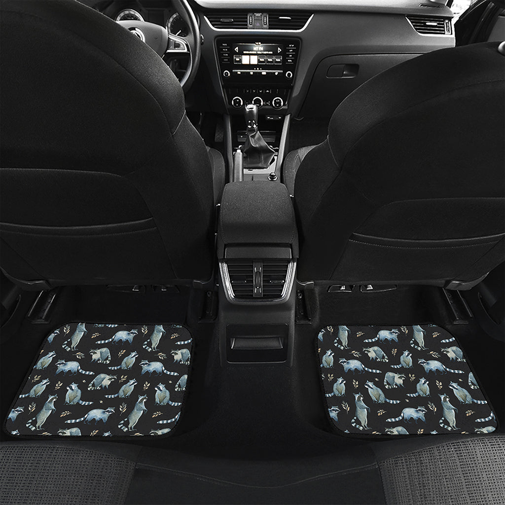 Watercolor Raccoon Pattern Print Front and Back Car Floor Mats