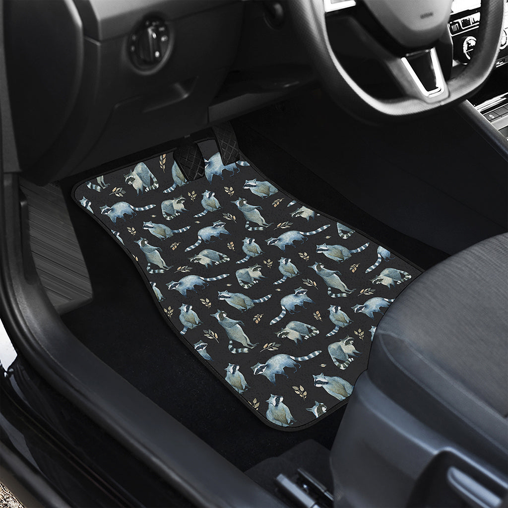 Watercolor Raccoon Pattern Print Front and Back Car Floor Mats