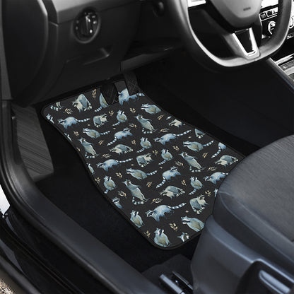 Watercolor Raccoon Pattern Print Front and Back Car Floor Mats