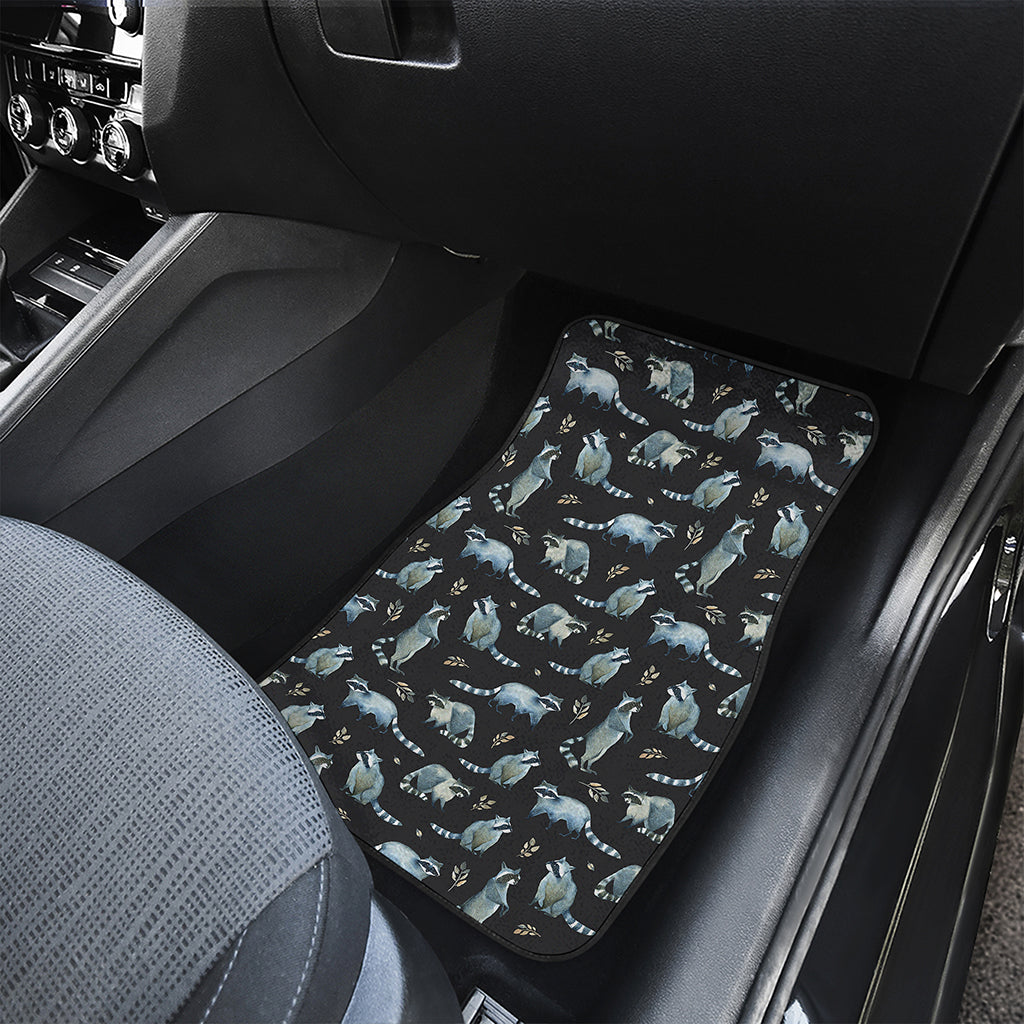 Watercolor Raccoon Pattern Print Front and Back Car Floor Mats