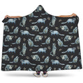 Watercolor Raccoon Pattern Print Hooded Blanket