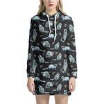 Watercolor Raccoon Pattern Print Hoodie Dress