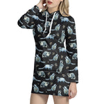Watercolor Raccoon Pattern Print Hoodie Dress
