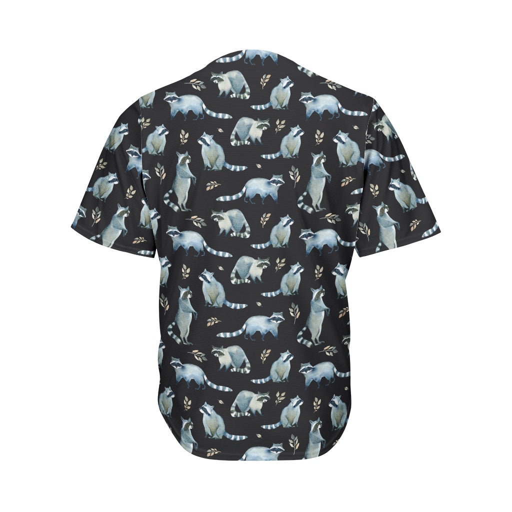 Watercolor Raccoon Pattern Print Men's Baseball Jersey