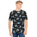 Watercolor Raccoon Pattern Print Men's T-Shirt