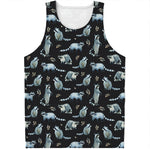 Watercolor Raccoon Pattern Print Men's Tank Top