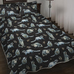 Watercolor Raccoon Pattern Print Quilt Bed Set