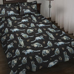 Watercolor Raccoon Pattern Print Quilt Bed Set