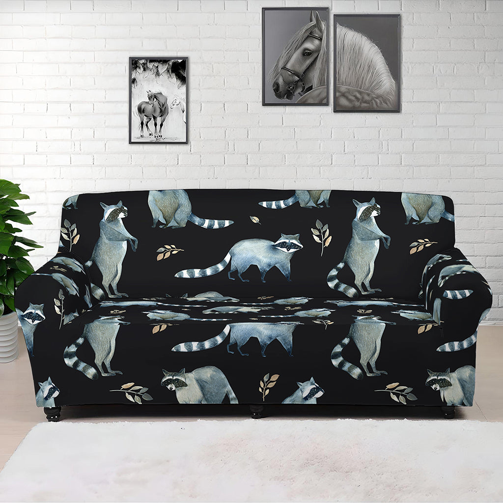 Watercolor Raccoon Pattern Print Sofa Cover