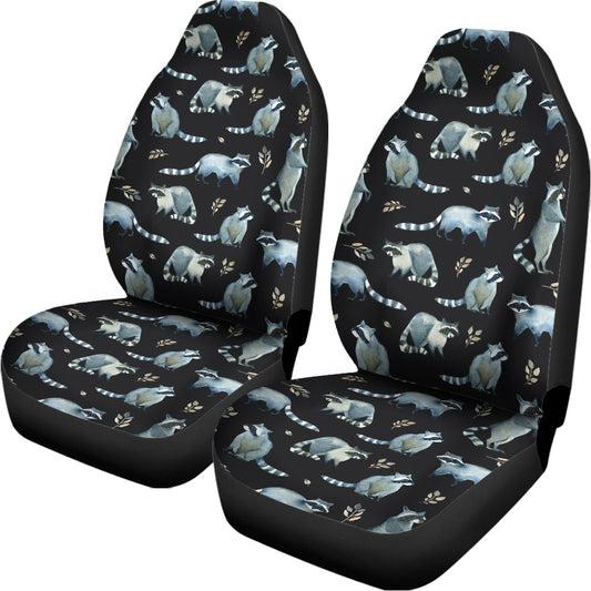 Watercolor Raccoon Pattern Print Universal Fit Car Seat Covers