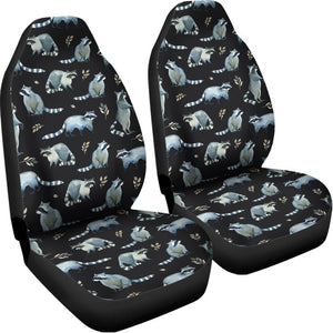 Watercolor Raccoon Pattern Print Universal Fit Car Seat Covers