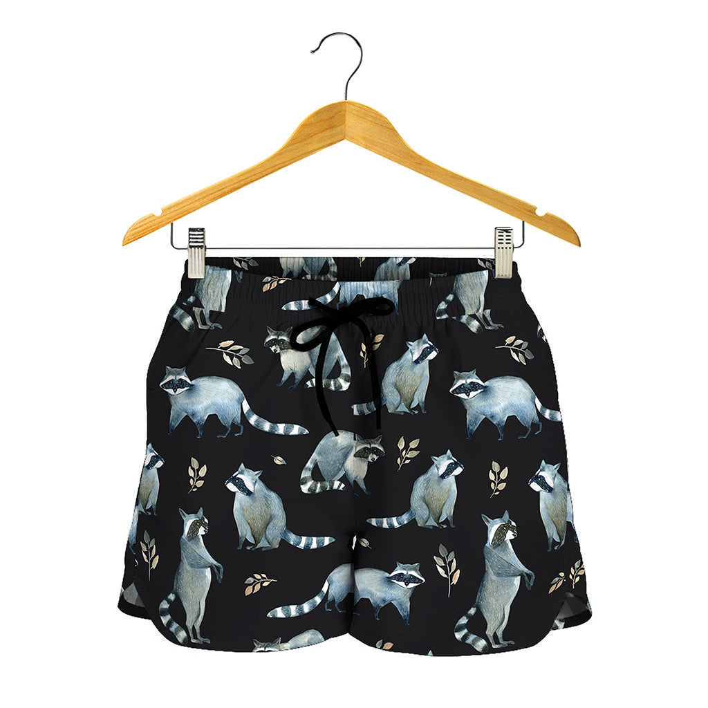 Watercolor Raccoon Pattern Print Women's Shorts