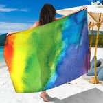 Watercolor Rainbow LGBT Pride Print Beach Sarong Wrap