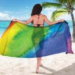 Watercolor Rainbow LGBT Pride Print Beach Sarong Wrap