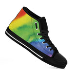 Watercolor Rainbow LGBT Pride Print Black High Top Shoes