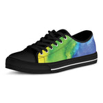 Watercolor Rainbow LGBT Pride Print Black Low Top Shoes